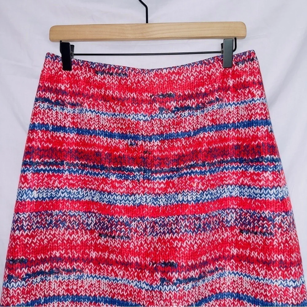 Tory Burch Brilliant Mouline A-line Knee Length Silk Skirt size 10